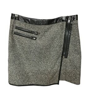 Greylin Moto‎ Zipper Accents Faux Leather Trim Lined Mini Skirt Size Large NWT